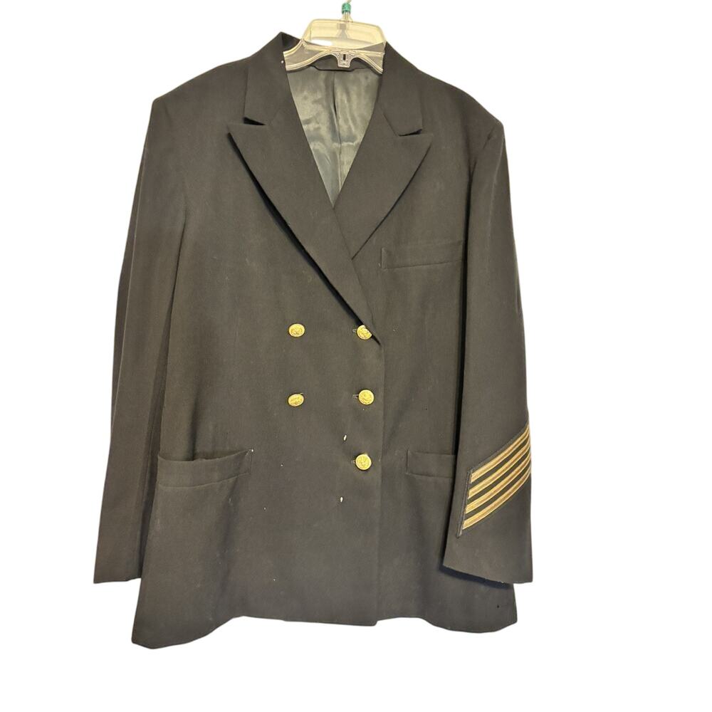 Vintage Davis US Navy Corps Service Dress Jacket Wool Gold Buttons Dbl Breasted